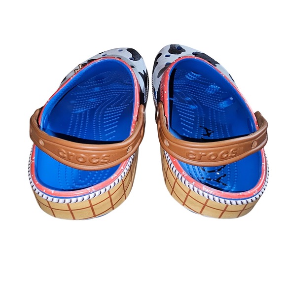 Toy Story Crocs Woody Sheriff Cow Print Clogs Sandals Shoes Size Men 7 Women 9 - Picture 4 of 8
